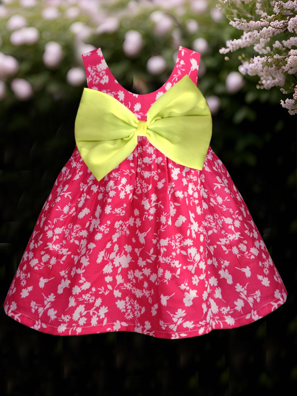 A.T.U.N. (ALL THINGS UBER NICE) Mini Fuchsia Floral Pam Bow Dress for Girls