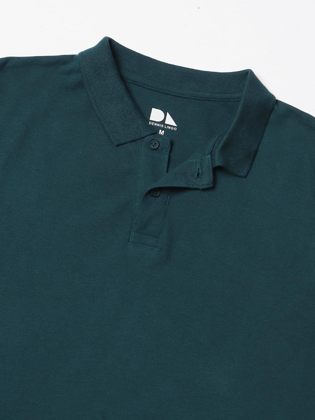 Dennis Lingo Mens Cotton Teal Solid Polo Neck T-Shirt