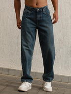 Hubberholme Men Blue Cotton Relaxed Fit Mid-Rise Solid Jeans