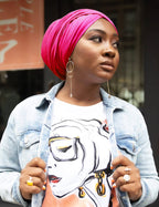 Harewom Head Scarf for Women Head Wrap Solid Long Lightweight Stretch Head Scarfs Headband for Winter Braid Wig Locs Deep Pink