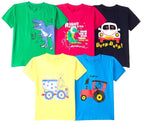 T2F Boys Cotton Printed Regular Fit T-Shirt (Pack 0f 5)