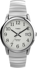 Timex Men's Easy Reader 35mm Watch - Silver-Tone Case White Dial with Silver-Tone Tapered Expansion Band