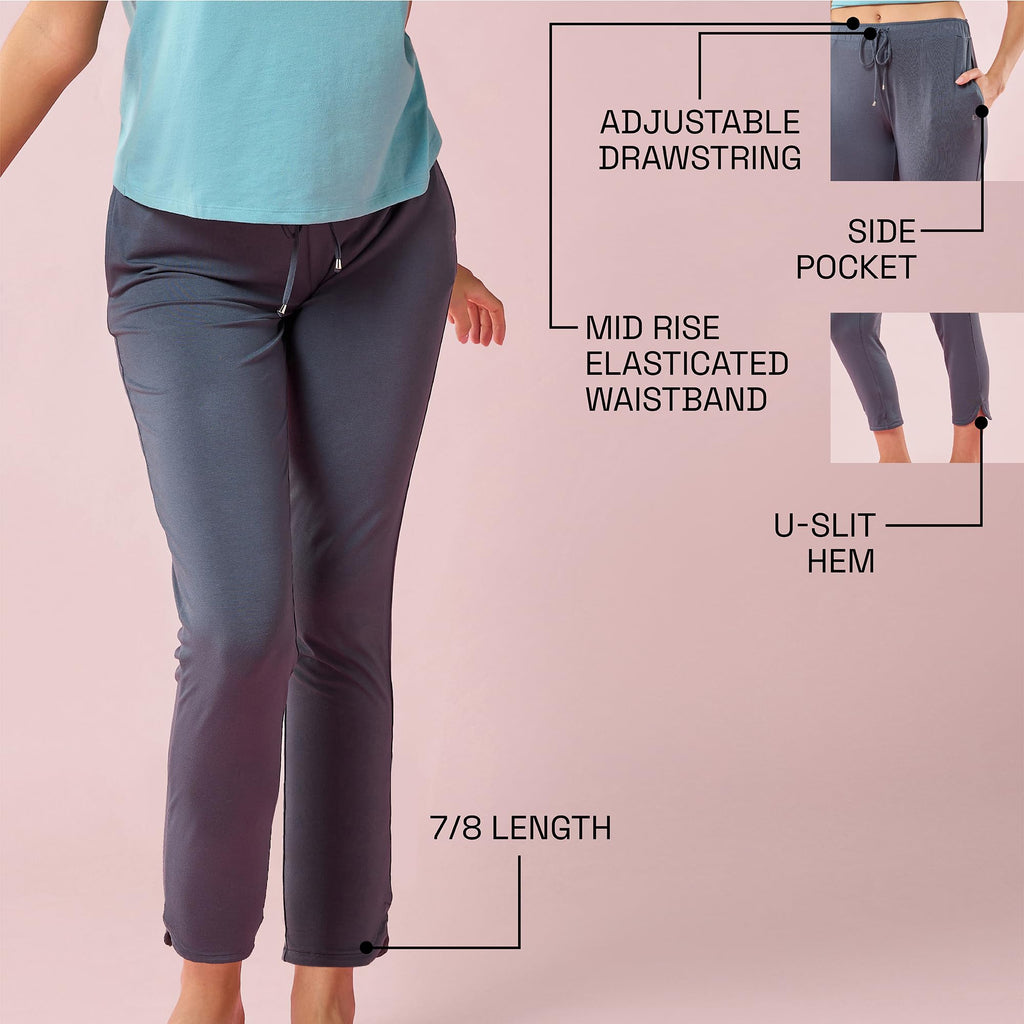 Enamor E048 Tapered Lounge Pants with Drawstring Details with Metal Ends
