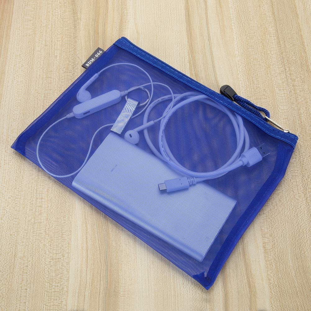 HRX Package Nylon Mesh Cosmetic Bags Zippered, 6PCS A5 Makeup Travel Cases Organizer Pouches for Purse Diaper Bag Office Station