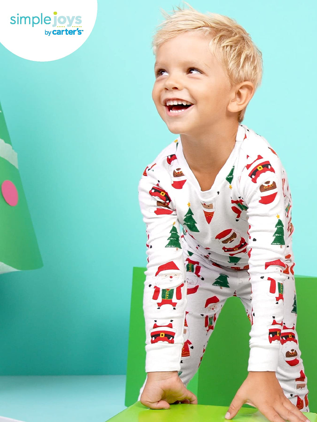 Simple Joys by Carter's Unisex Kids' 3-Piece Snug-Fit Cotton Christmas Pajama Set, Santa, 5
