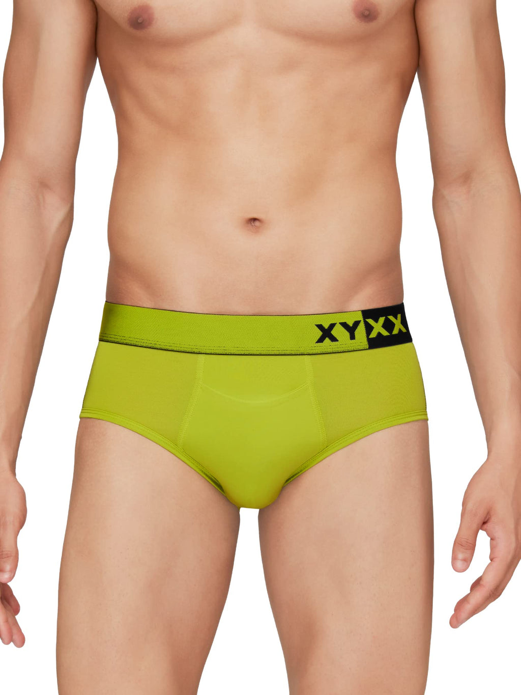 XYXX Mens Underwear Dualist IntelliSoft Antimicrobial Micro Modal Brief Pack of 3 (Lime Punch & Black;Lime Punch & Black;Lime P