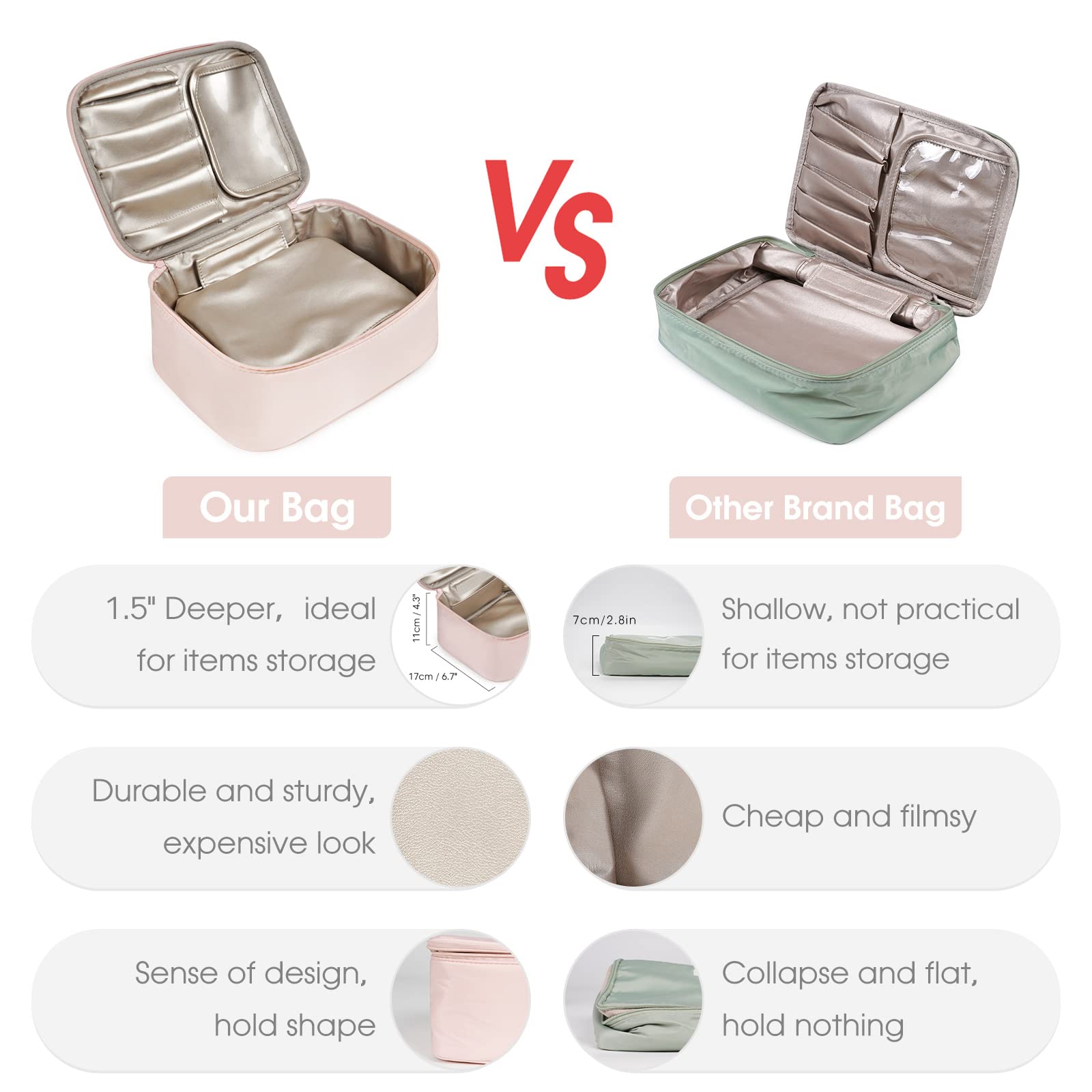 Narwey Travel Makeup Bag Large Cosmetic Bag Make up Case Organizer for Women