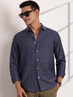 Thomas Scott Slim Fit | Long Sleeve | French Placket | 100% Cotton | Solid Colors | Shirts for Mens Blue