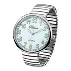 Blekon Collections New Super Large Face Stretch Band Japanese Movement PC21J Fashion Watch (Silver/Luminous)