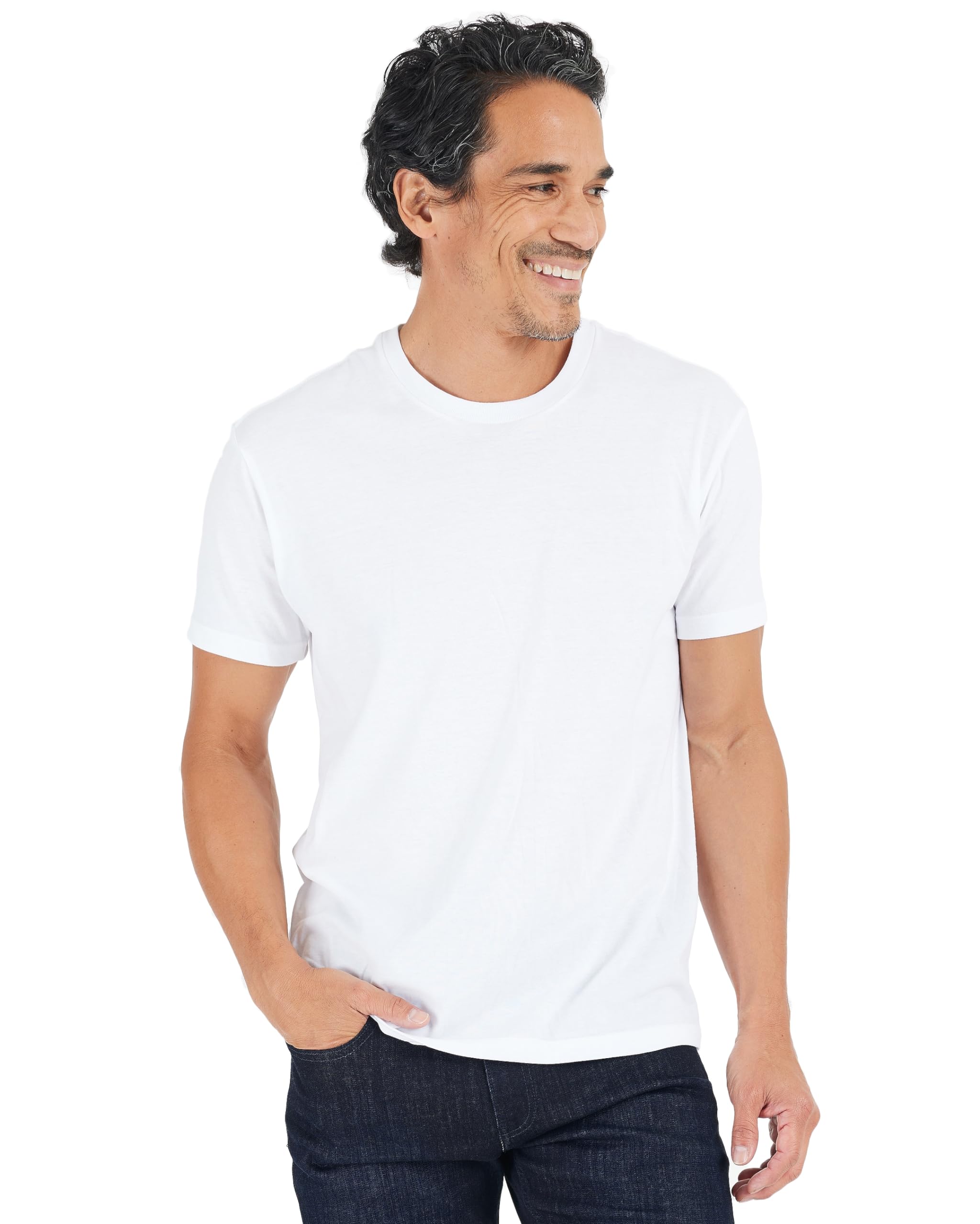 True Classic Tees | Premium Fitted Men's T-Shirt | Crew Neck | White Tee Single | Medium