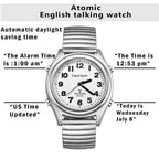 Hearkent Atomic Talking Watch for Blind and Visually impaired Stainless Steel Strech Band Best Gift for Elderly or Blind People