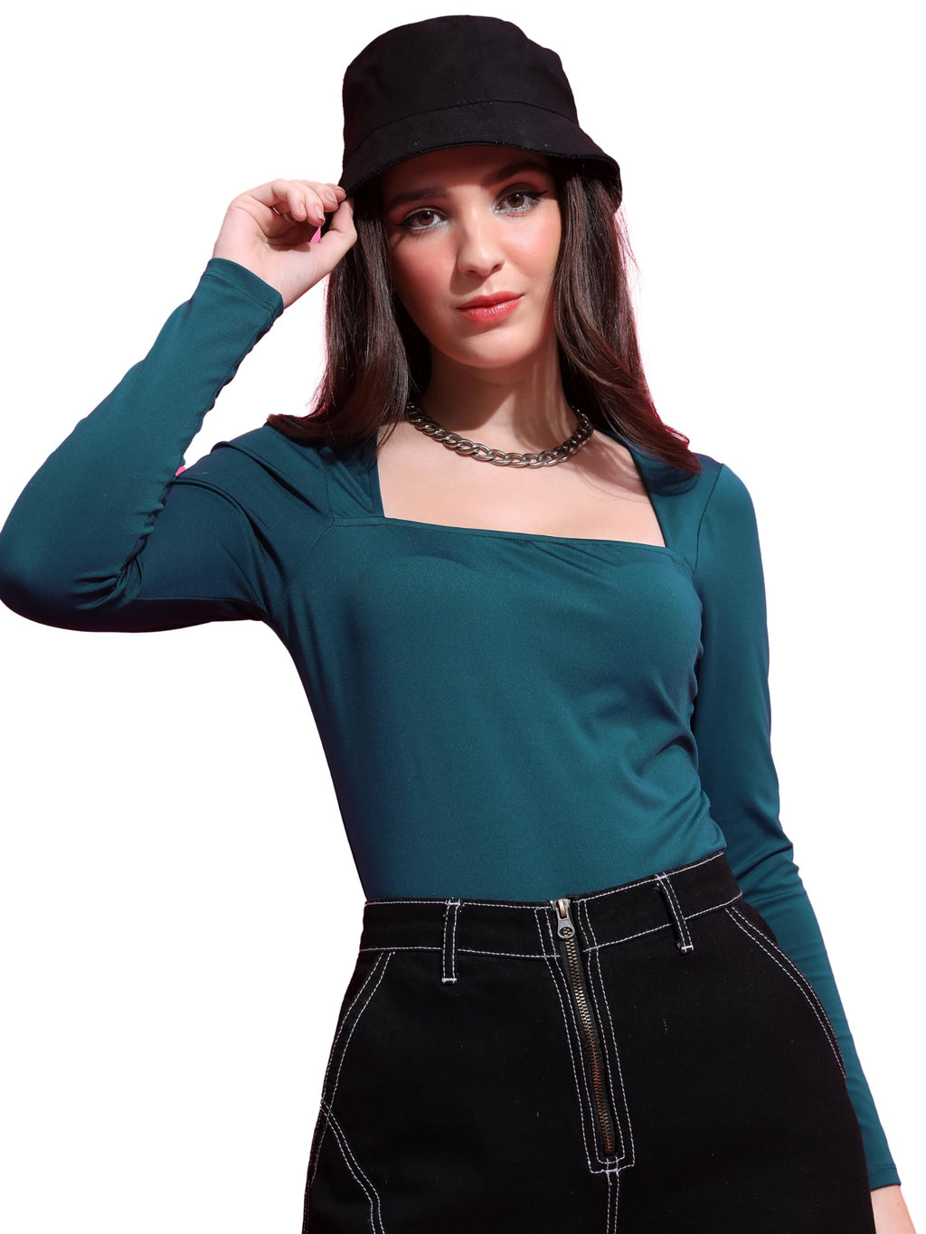 Ketch Women Polyester Blend Regular Fit Tops (Khtp000225_Teal, Medium)