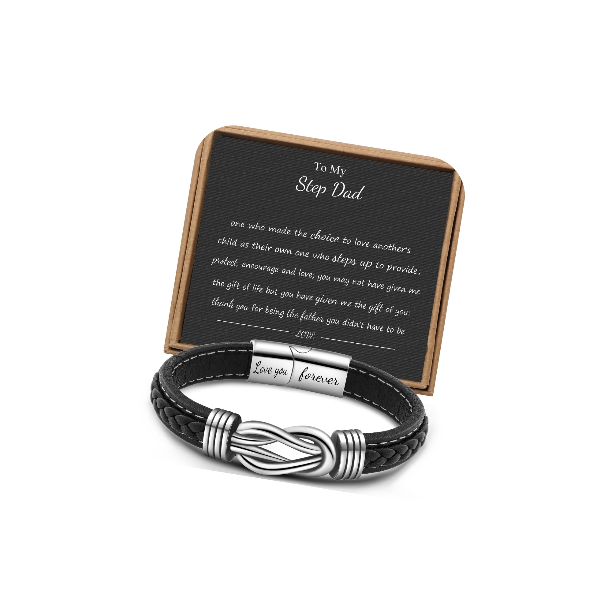 JoycuFF Gifts for Step Dad Birthday from Daughter Son, To My Step Dad Gifts Ideas Unique Present for Him Knot Bracelet for Men F