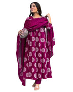 Toochki Gown For Women Wedding | Three Piece Dress For Womens Long | Anarkali Dresses | Ethnic Dark Pink Gowns | Anarakali Suit 