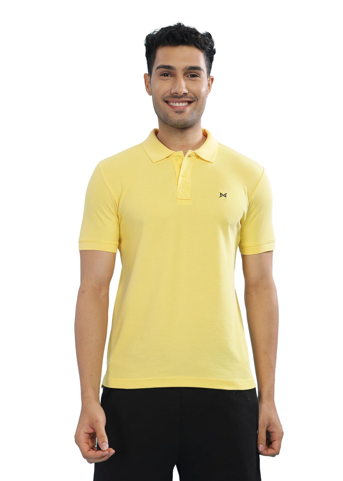Force NXT SuperCombedCotton Men Solid Polo Neck TShirt Lemon