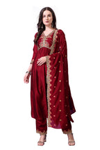 Pratham Blue WomenS Silk Embroidered Anarkali Kurta Palazzos With Dupatta |Kurta Set For Women |Women Kurta |Women Embroidered 