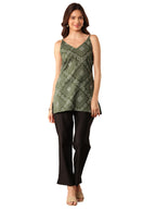 Gerua by Libas Printed Cotton Blend Straight Kurti Olive
