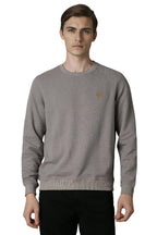Louis Philippe MenS Polycotton Round Neck Sweatshirt (Lpstmrgfj95897_Grey