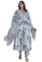 ANNI DESIGNER Womens Rayon Blend Printed Anarkali Kurta with Pant & Dupatta (Betul White_L_White_Large)