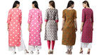 Anni Designer Women'S Crepe Straight Printed Kurta Pack Of 5 (Crepe-Combo-Nw_012)