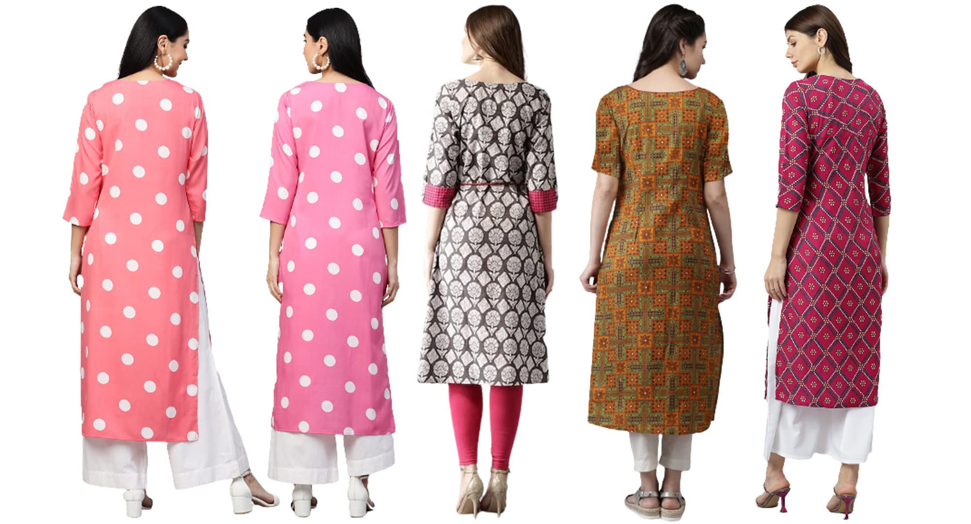 Anni Designer Women'S Crepe Straight Printed Kurta Pack Of 5 (Crepe-Combo-Nw_012)