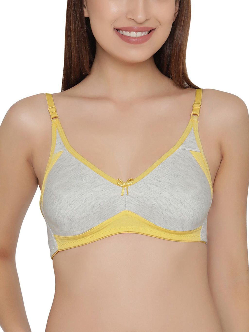 Clovia Womens Cotton Non Padded Wire Free T-Shirt Bra (BR0790P02_Yellow_34B)