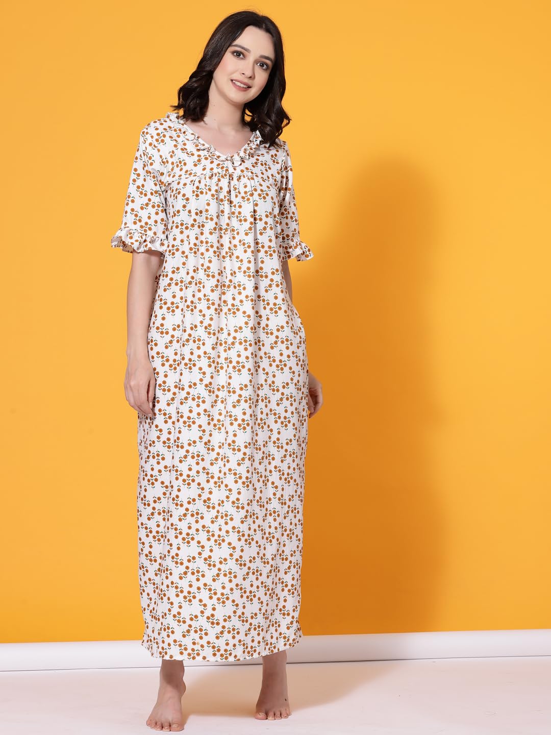 OOMPH! Cotton Blend Nighty for Womens | Night Gown | Nighty | Nightdress | Maxi Dress | Sleepwear | Gown for Women | Nighties |