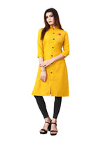Dhruvi Trendz Women Cotton Blend Kurties Regular Fit Casual Fancy (Dt-K2310_Yellow_Xl)