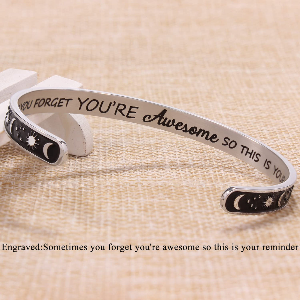 Btysun Bracelets for Women Inspirational Gifts for Her Girls Motivational Birthday Cuff Bangle Friendship Personalized Mantra Ch