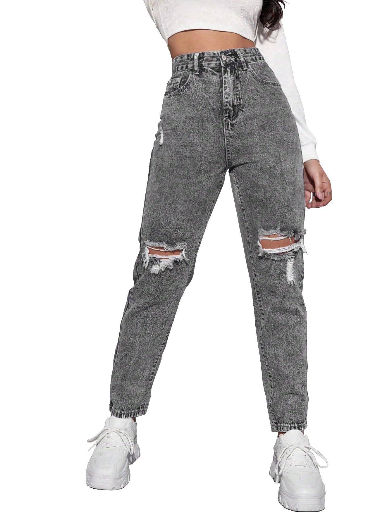 AVANOVA Black Womens High Rise Cotton Ankle Length Jeans for Women Jeans II Denim Cotton Jeans Pant for Women II Cotton Pant II