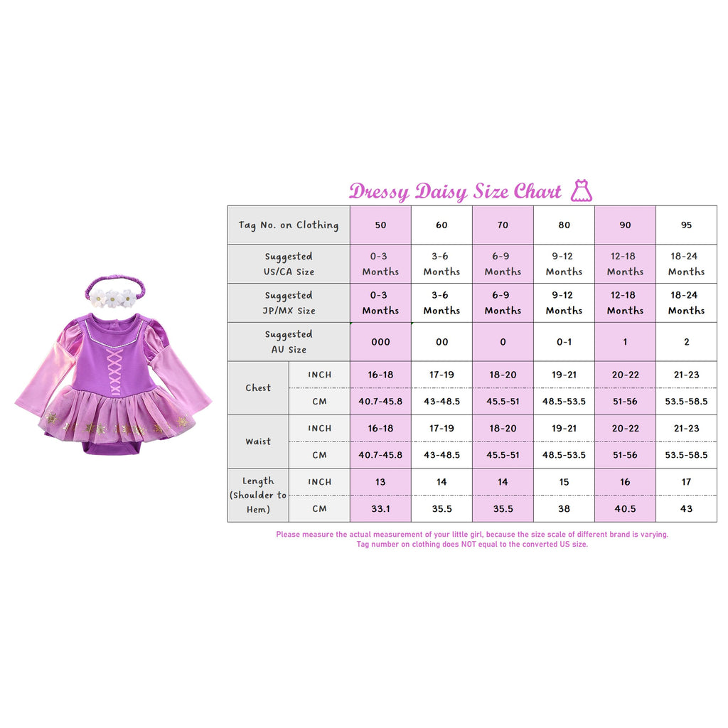Dressy Daisy Baby Girls Princess Onesie Costume Romper Bodysuit Halloween Birthday Dress Up with Headband Purple