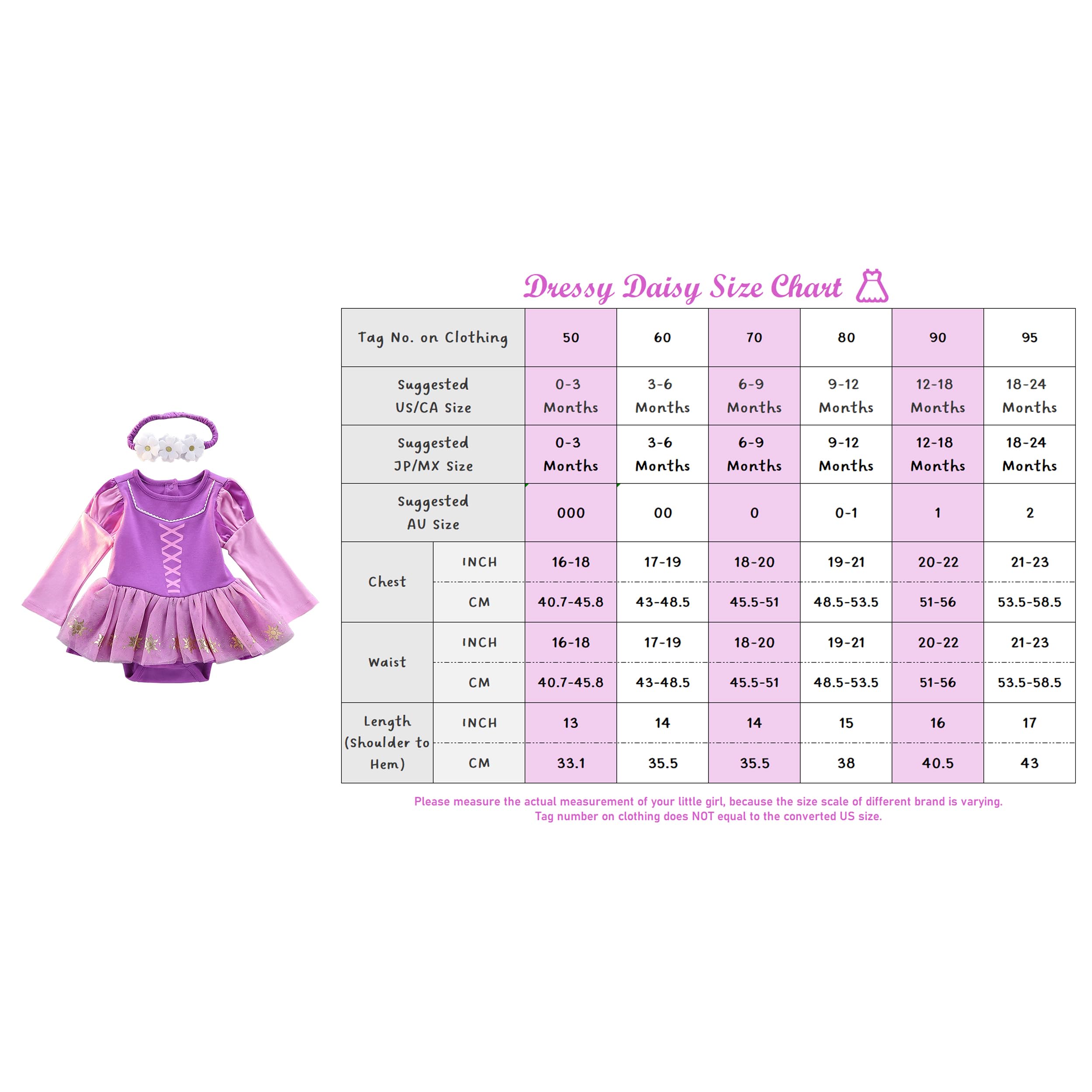 Dressy Daisy Baby Girls Princess Onesie Costume Romper Bodysuit Halloween Birthday Dress Up with Headband Purple