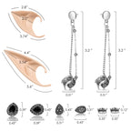 FRESHME Elf Ears with Piercing Cuff Earrings Set - Soft Cosplay Fairy Pixie Ears with Vintage Chain Earring Clips Christmas Rena