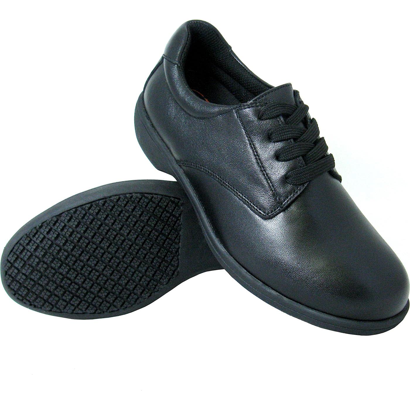 Genuine Grip 420-8.5W Womens Slip-Resistant Leather Work Oxford  Black - Size 8.5
