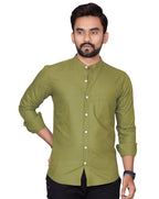 Besix MenS Cotton Solid Shirt With Mandarin Collared Full Sleeve Button Closure Curved Hem Straight Length And One Pocket | Mdr