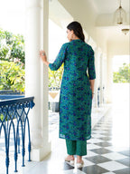 Modestouze Attires WomenS Rayon Blend Floral Printed Salwar Suit Set | V Neck 3/4 Sleeve Calf Length Kurta And Dupatta With Pri