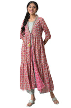 Aurelia Women Green Liva Printed Kurta And Palazzo With Pink Poly Georgette Gilet_22Auas12678-504830_M