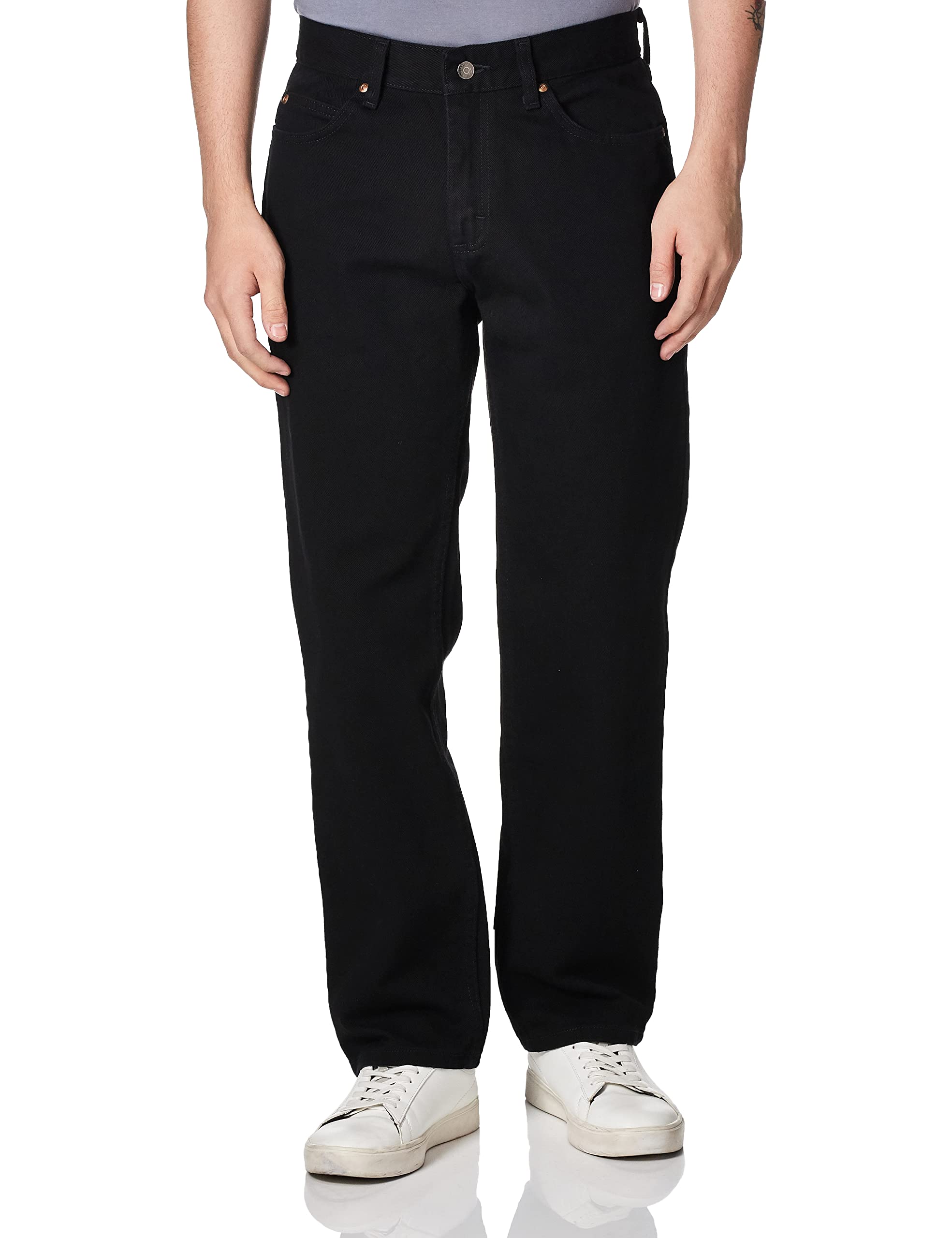 Lee Mens Relaxed Fit Straight Leg Jean, Double Black, 33W x 32L