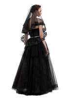 PAMOR Black Lace Veil Creative Mantilla Cathedral Tulle Sheer Wedding Halloween Veil for Bride With Comb