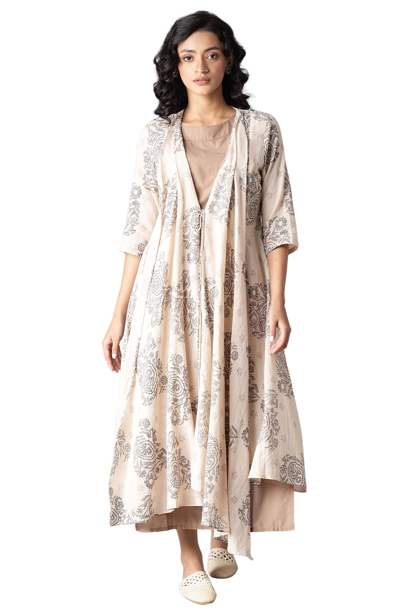 W For Woman Womens Cotton Jacket & Kurta Set_22Few17406-117995, White, X_Small