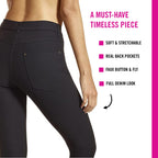 Hue Women's Essential Denim Skimmer Leggings, Black, Large