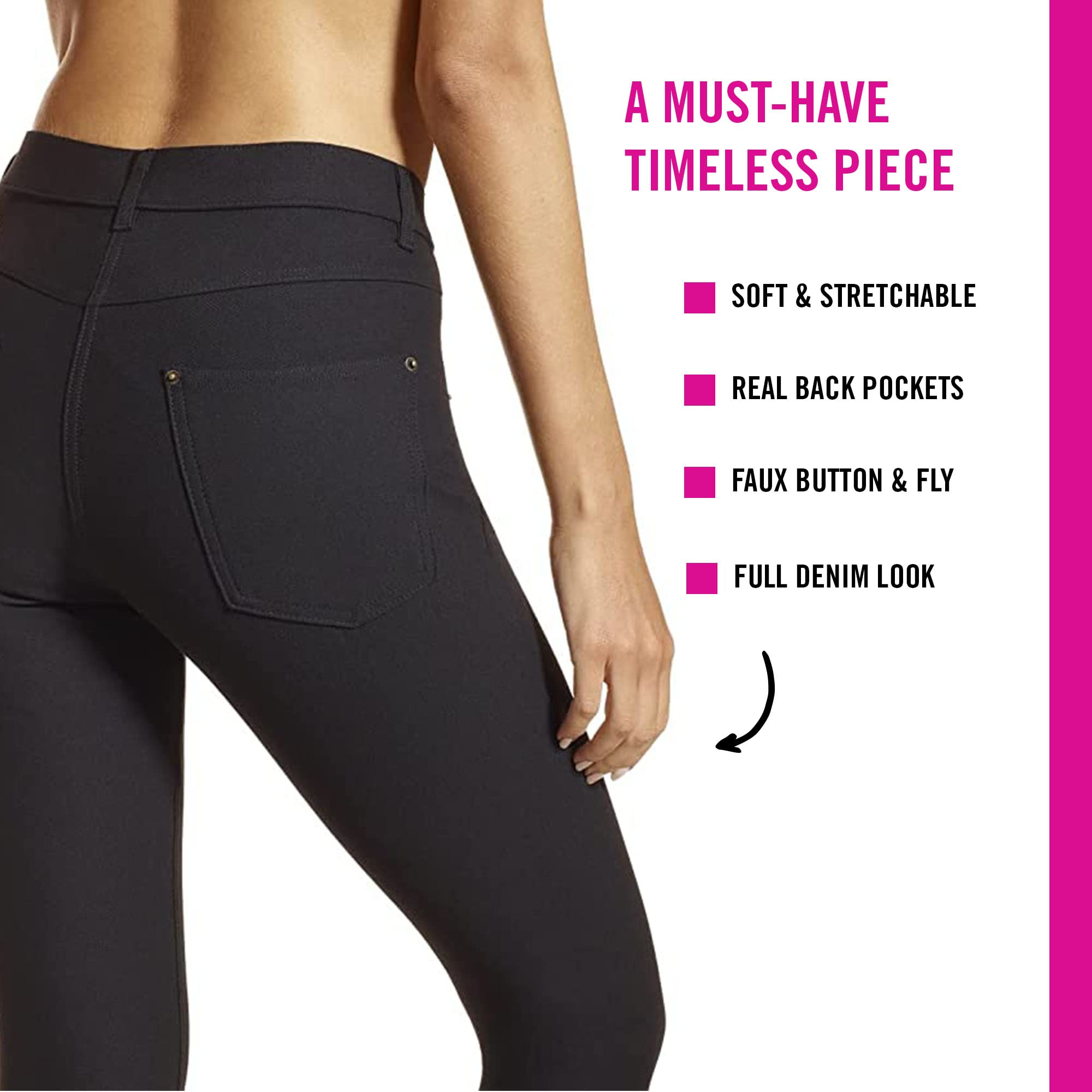 Hue Women's Essential Denim Skimmer Leggings, Black, Large