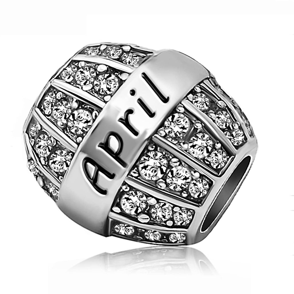 JMQJewelry Mother Daughter Family Thanksgiving Christmas Birthday Birthstone April White Charms For Bracelets Grandma Mom Wife F