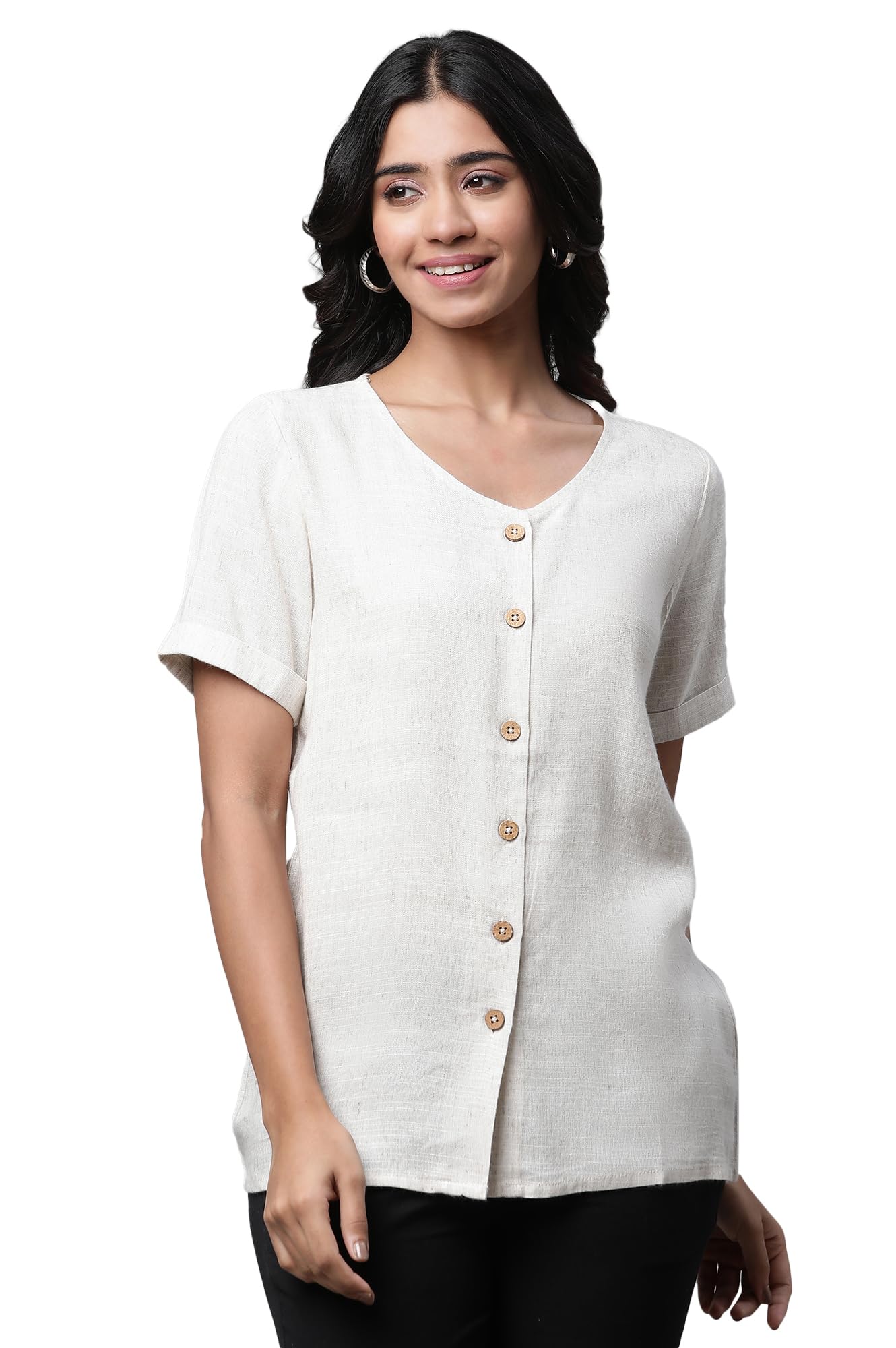 Aurelia Womens Khadi Solid Rayon Flax Kurti_23AUA30392-704174_XS