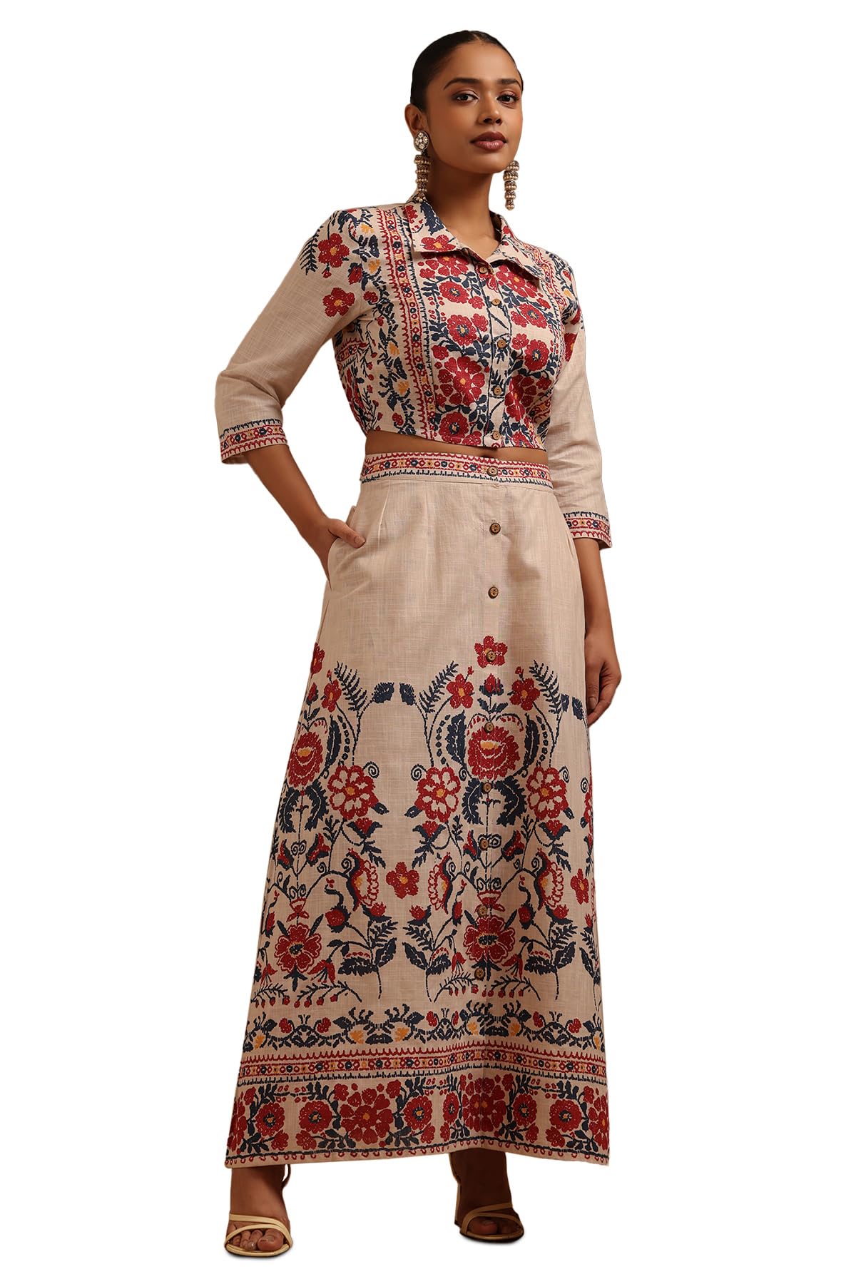 Soch Women Pattern: Floral Fabric: Cotton Slub Closure: Slip On Package Contains: Top Skirt