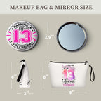 13 Year Old Girl Birthday Gifts, Gifts for 13 Year Old Girls, Teen Girl Birthday Gifts, Makeup Bag with Compact Mirror, Birthday