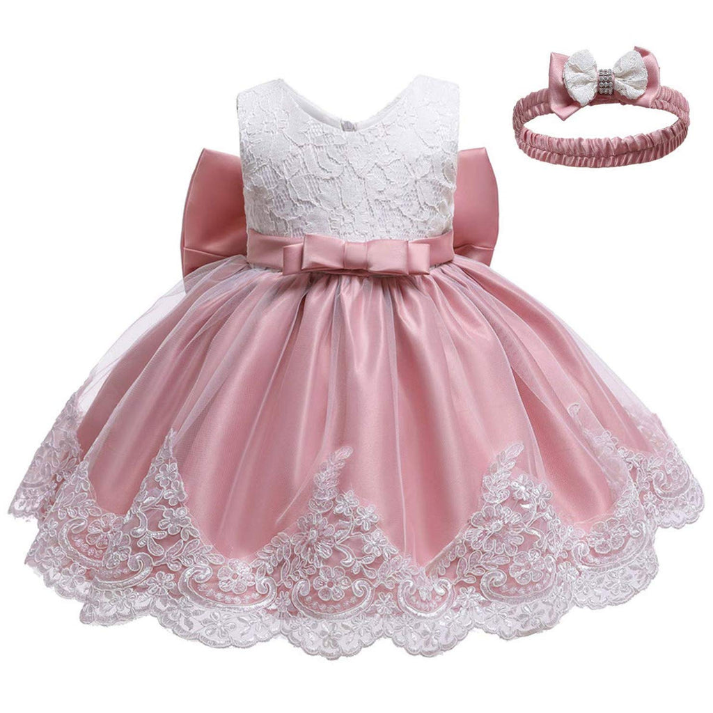 Baby Girls Christmas Pageant Lace Dresses Infant Easter Halloween Wedding Formal Frock Event Dress (Pink03,24M)