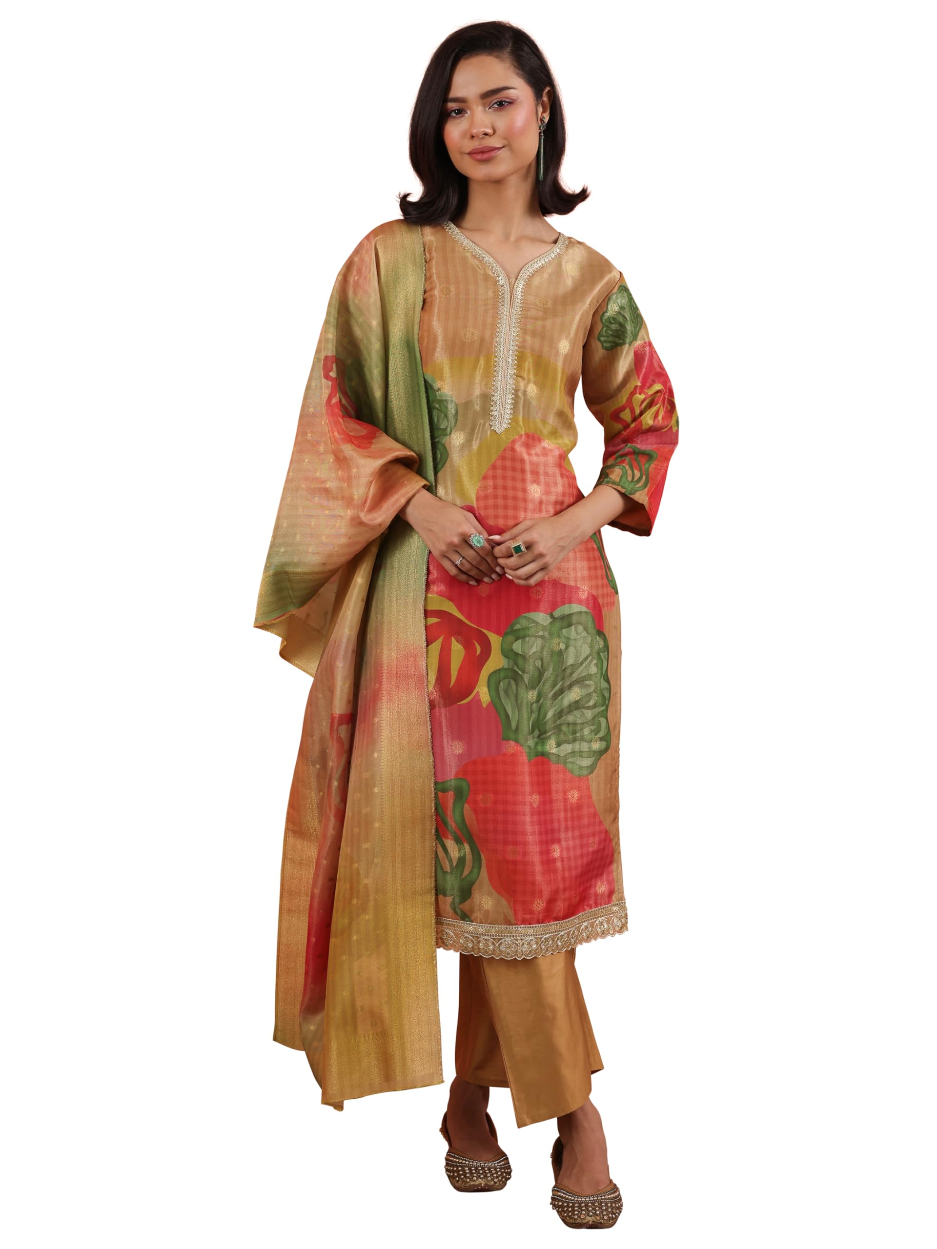 Libas Multi Embellishments Silk blend Straight (fit Kurta set for Women (51059S)