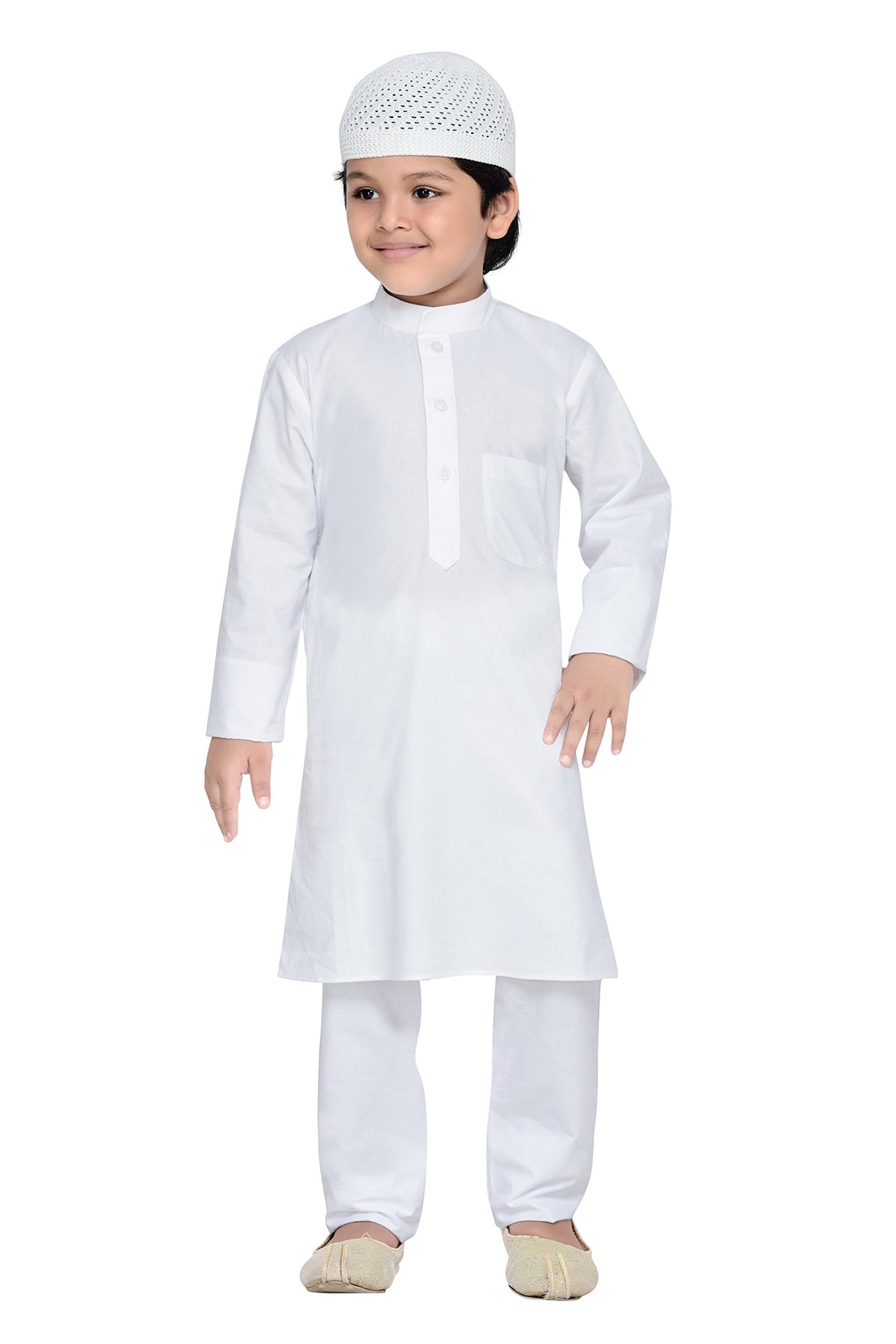 Aj Dezines Kids Ethnic Wear Cotton Solid Kurta Pajama Set For Boys (786White16) 18-24