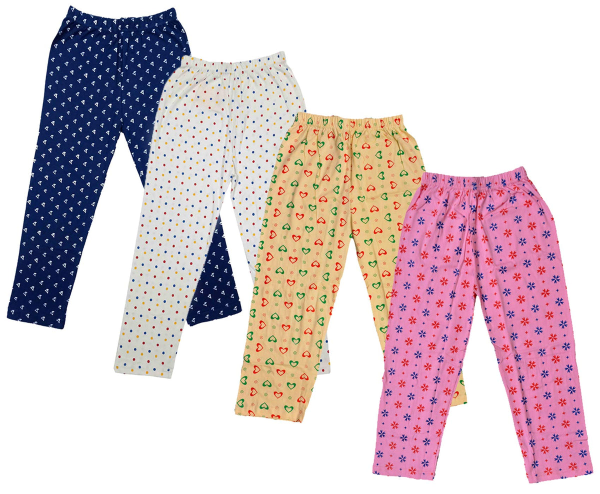 IndiWeaves Regular Fit Pure Cotton Pajama Pants with All Over Print for Girls (Multicolor Designs)(Pack of 4) 14-15